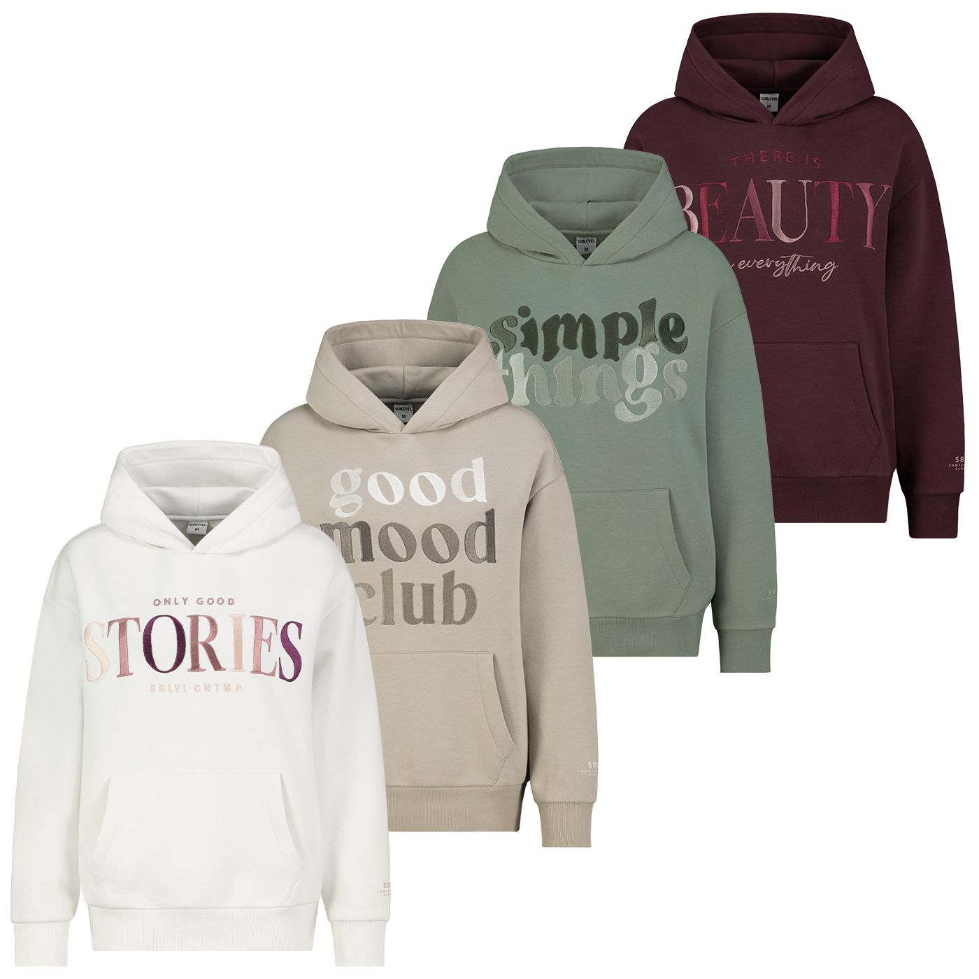 Sublevel Damen Hoodie Kapuzenpullover bestickt oversize