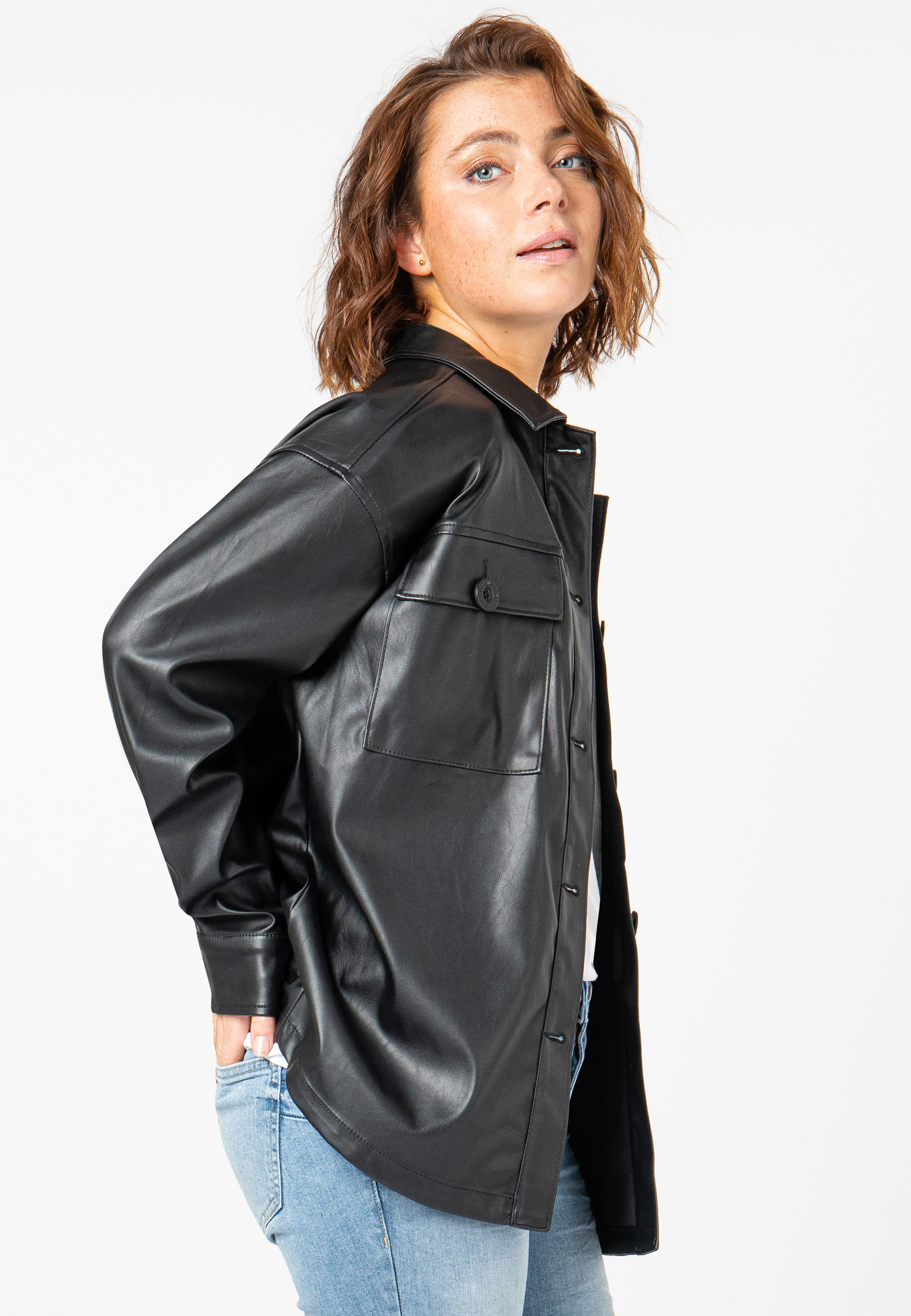 ROCK ANGEL Damen Hemdjacke aus Kunstleder | FASHION5