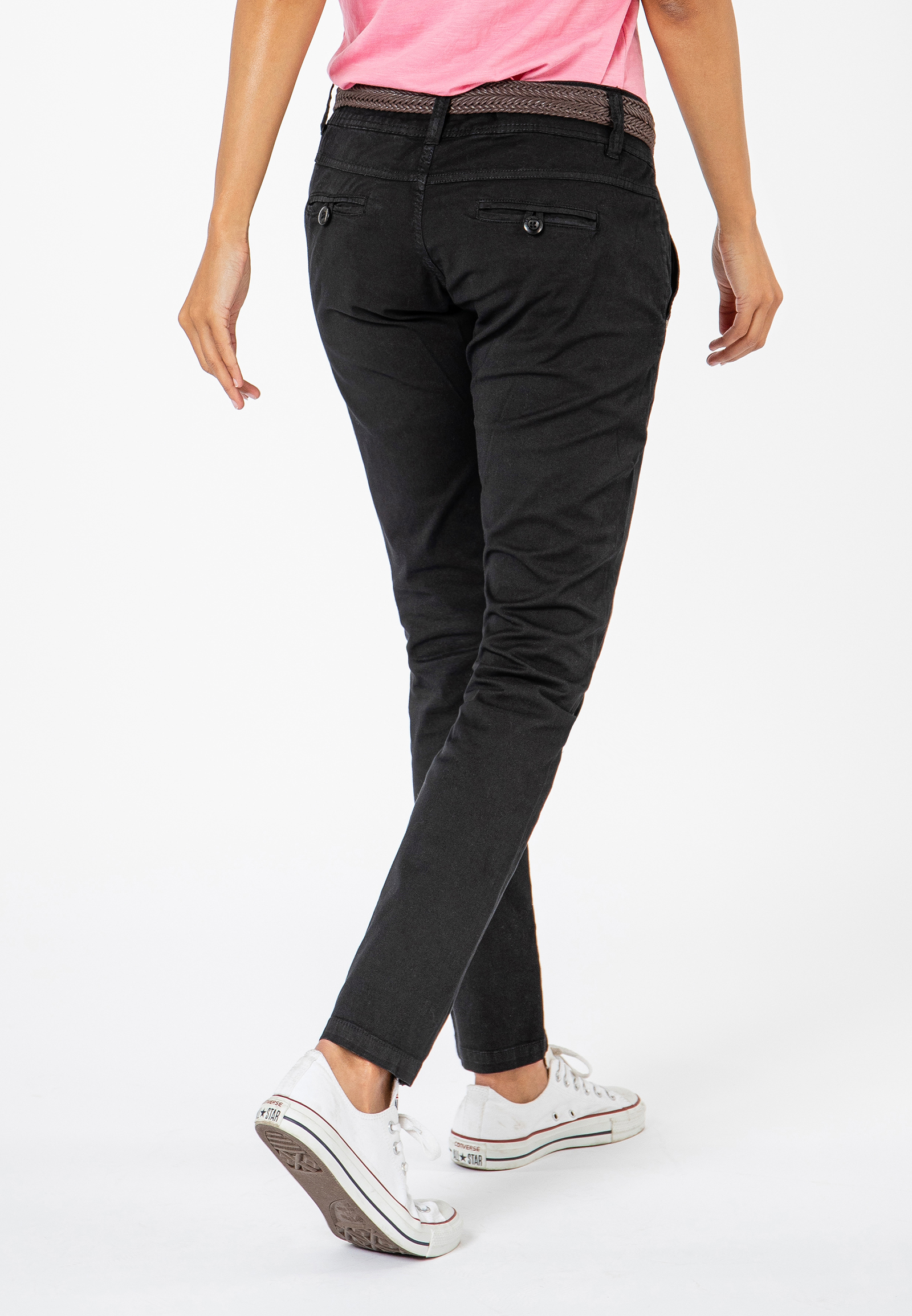 Damen Chino Hose mit Flechtgürtel günstig | FASHION5