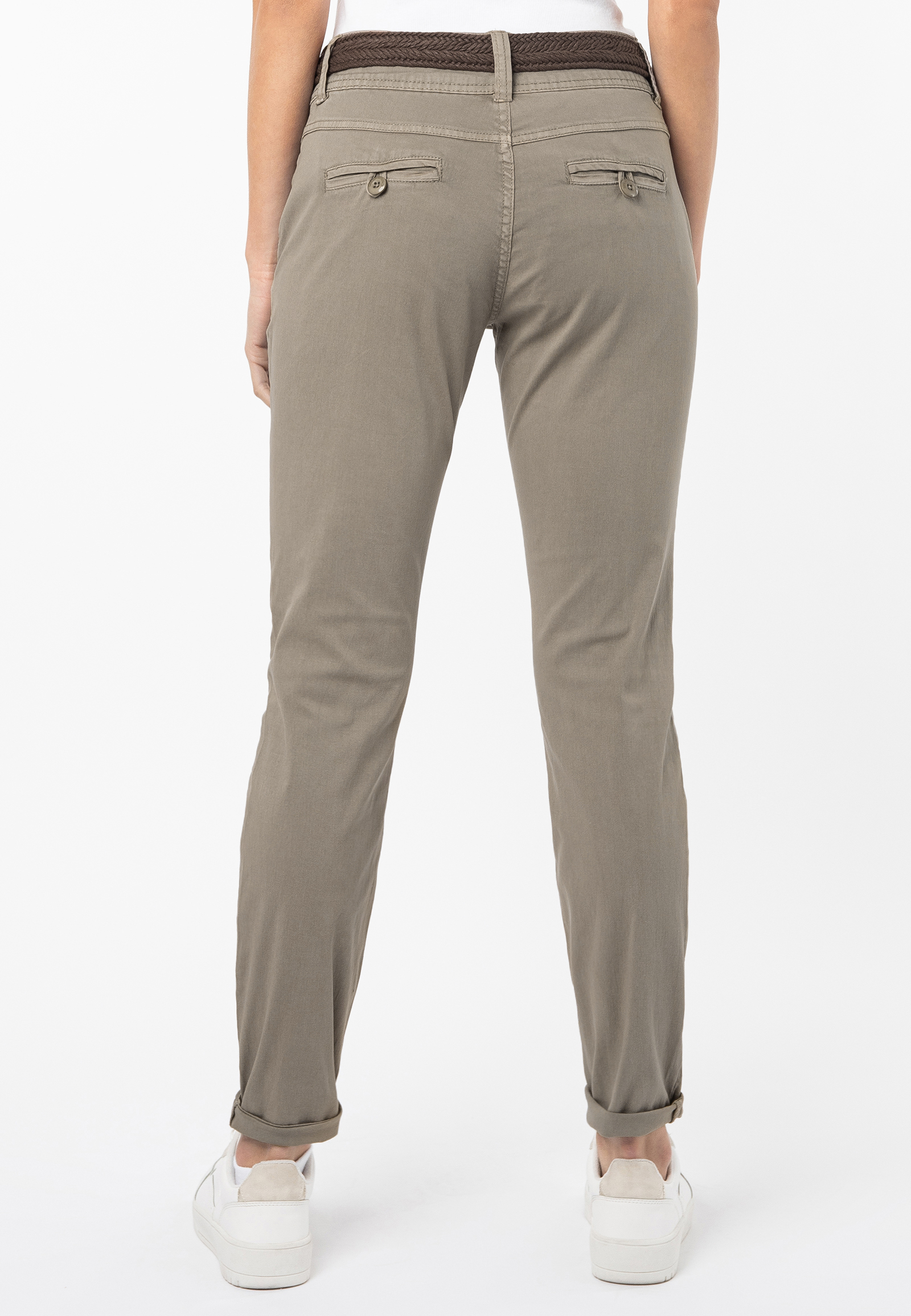 Damen Chino Hose mit Flechtgürtel günstig FASHION5