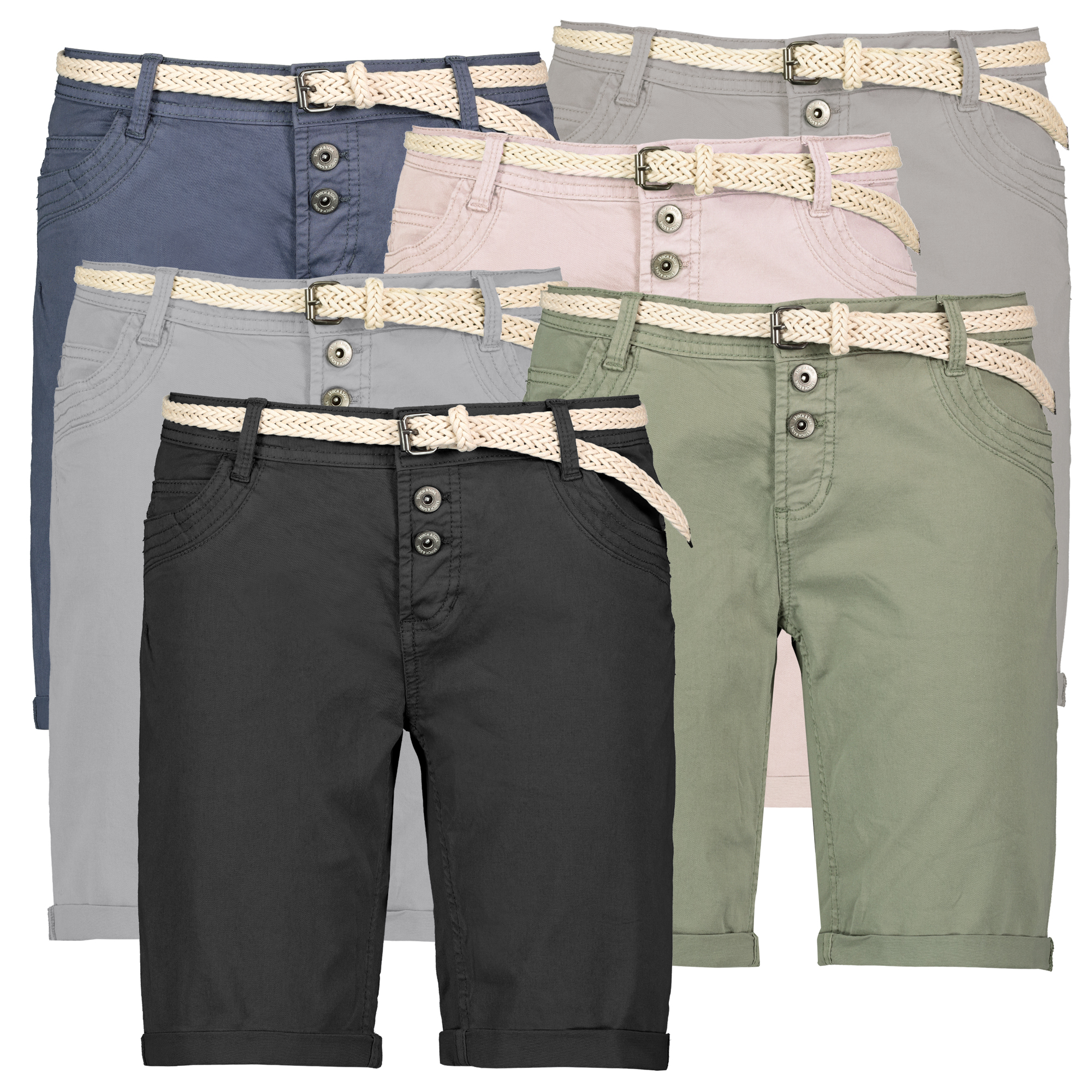 Stitch /& Soul Damen Bermuda-Shorts mit Aufschlag
