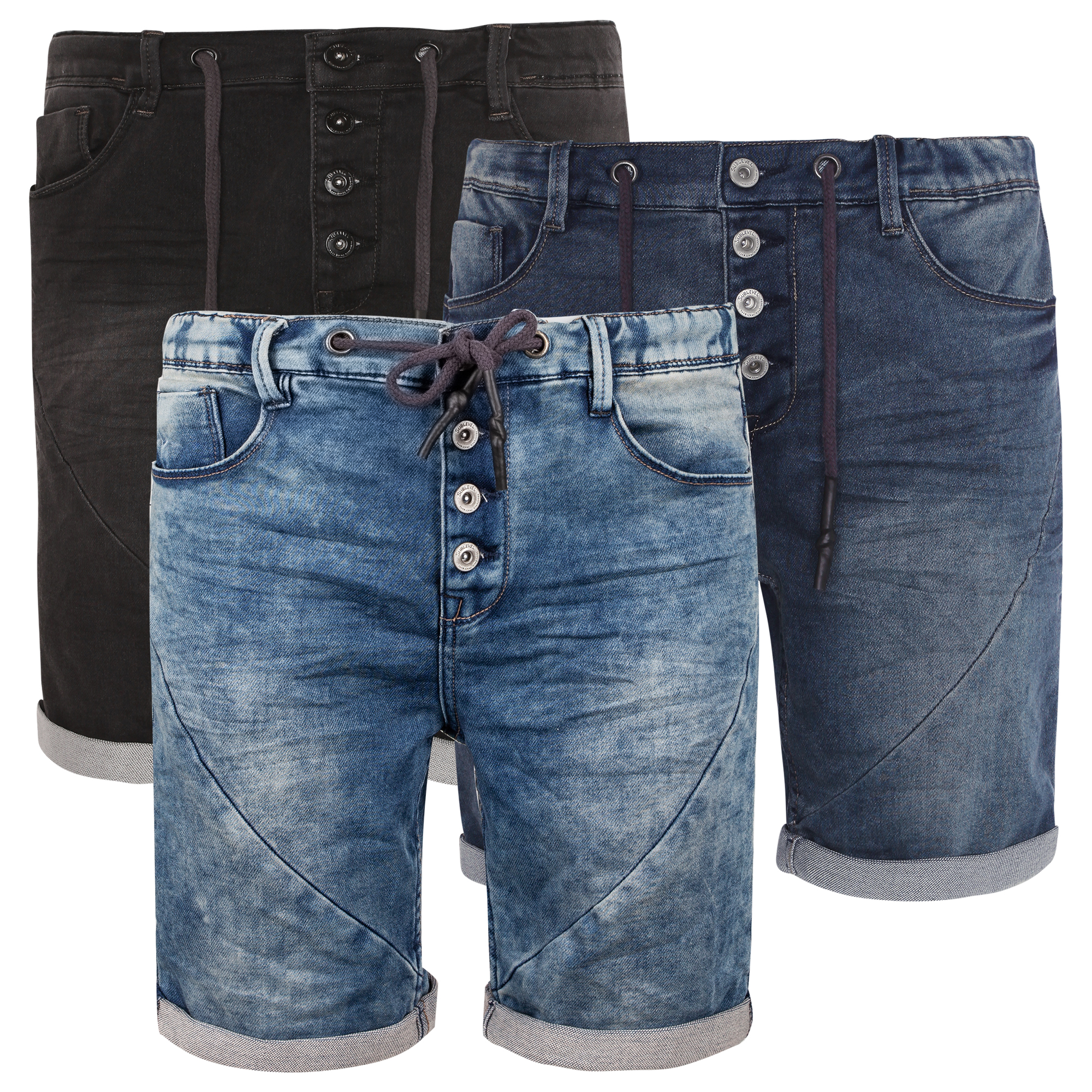 SUBLEVEL Sweat Jeans Shorts Herren kurze Hose Look Short Sommer Denim Bermuda